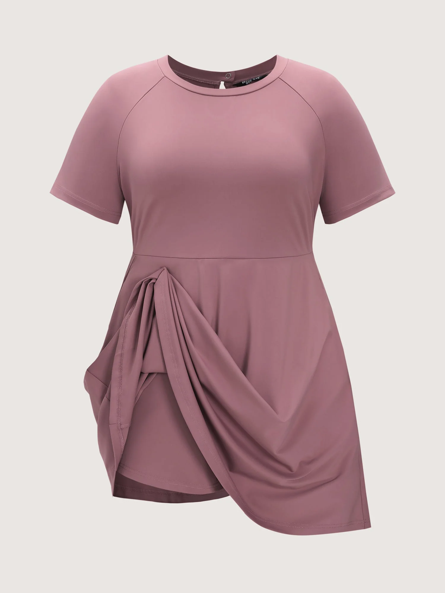 Raglan Sleeve Plain Round Neck Mini Dress