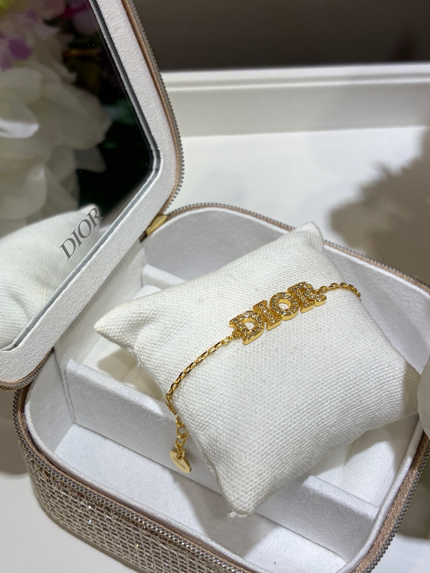 Dior white Jewelry DIOR Petit CD Circle Bracelet Gold-Finish Metal and White Resin Pearls View 2 | Nigo Office