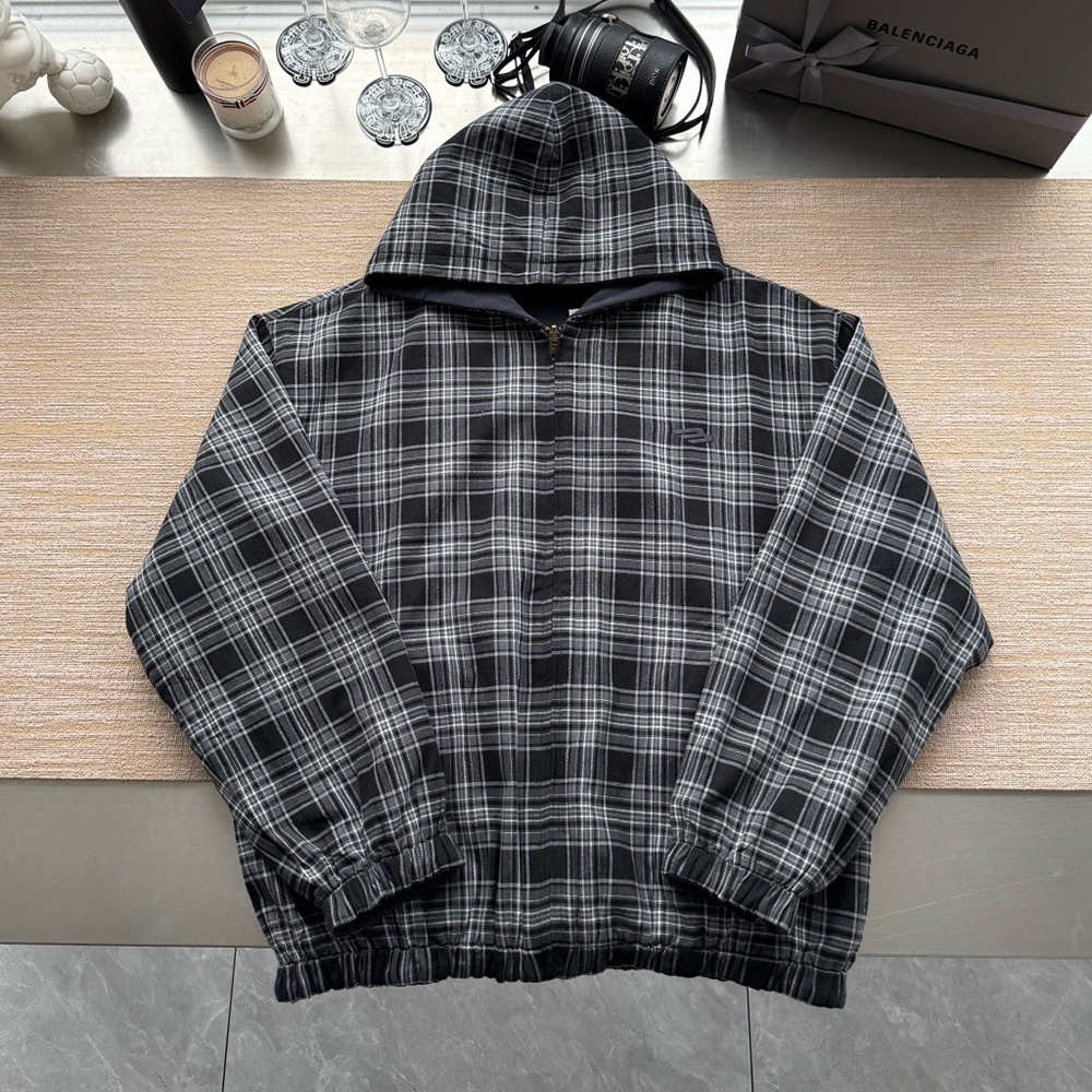 Balenciaga Plaid 3M Embroidered Reversible Jacket#389306