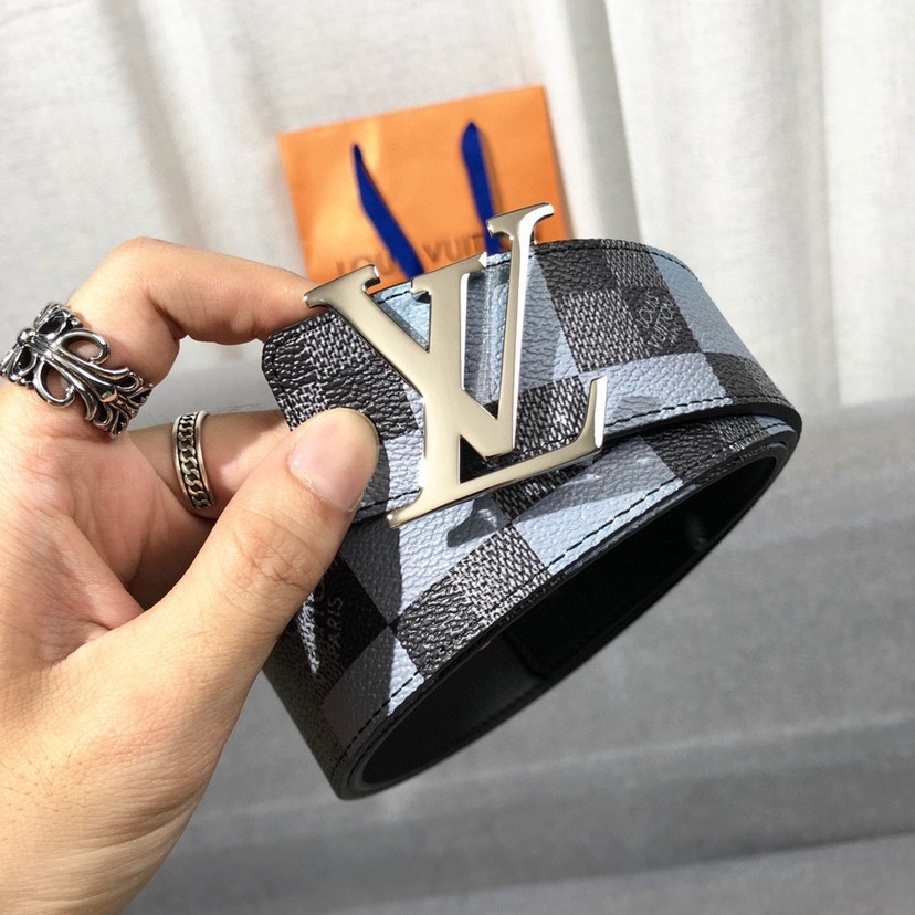 [TOP] Louis Vuitton LV Belt 4 cm - Black and Blue - 711 Luxury