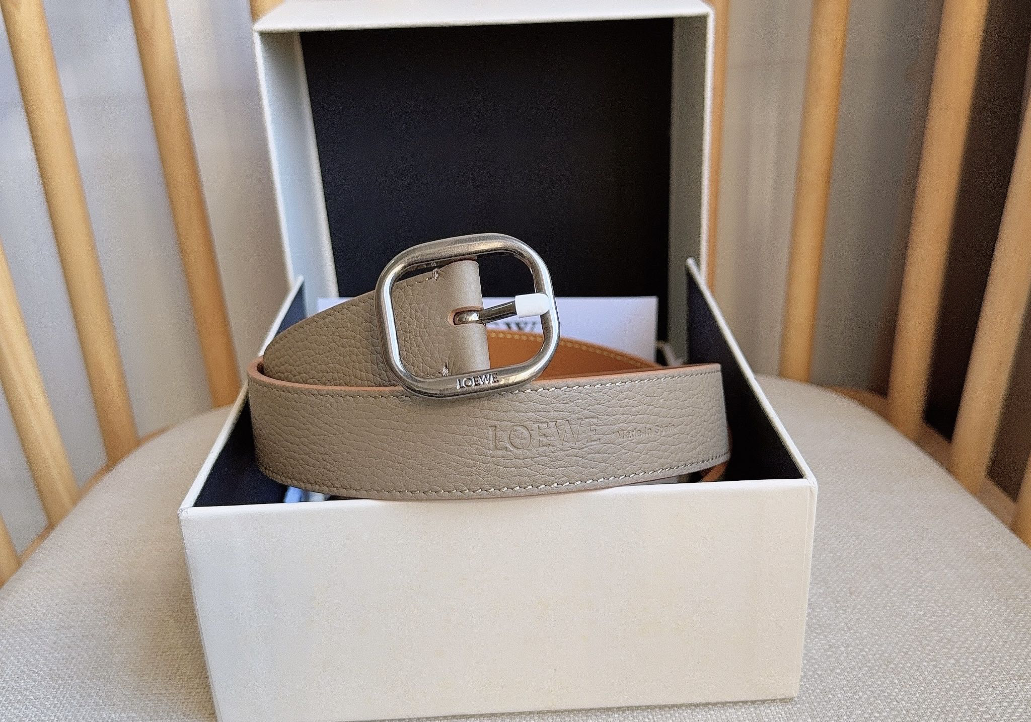 [TOP] LOEWE Leather Belt 3.0cm - Grey - 711 Luxury