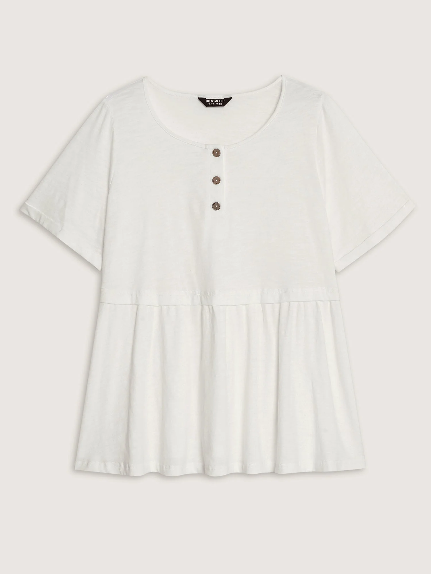 Pure Cotton Half Button Placket T-Shirt