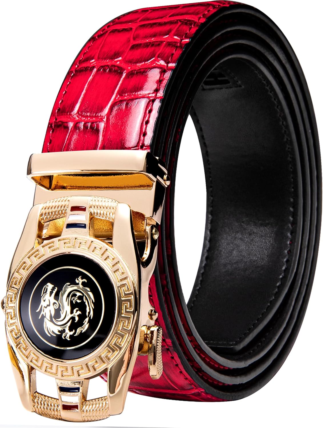 Barry.Wang Mens Belts Leather Ratchet Automatic Buckle Slide Click 1 3/8 Designer Dress Fashion Classic Casual Work Business
