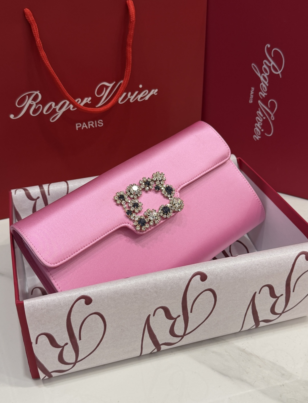 [TOP] ROGER VIVIER Diamond Bag 24-13-3 CM - Pink - 711 Luxury
