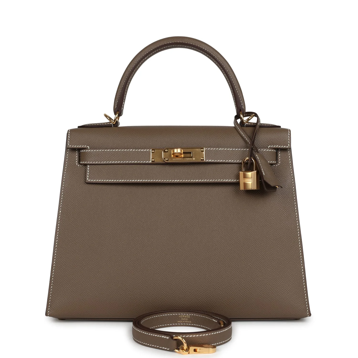Hermes Kelly Sellier  Etoupe Epsom Gold Hardware