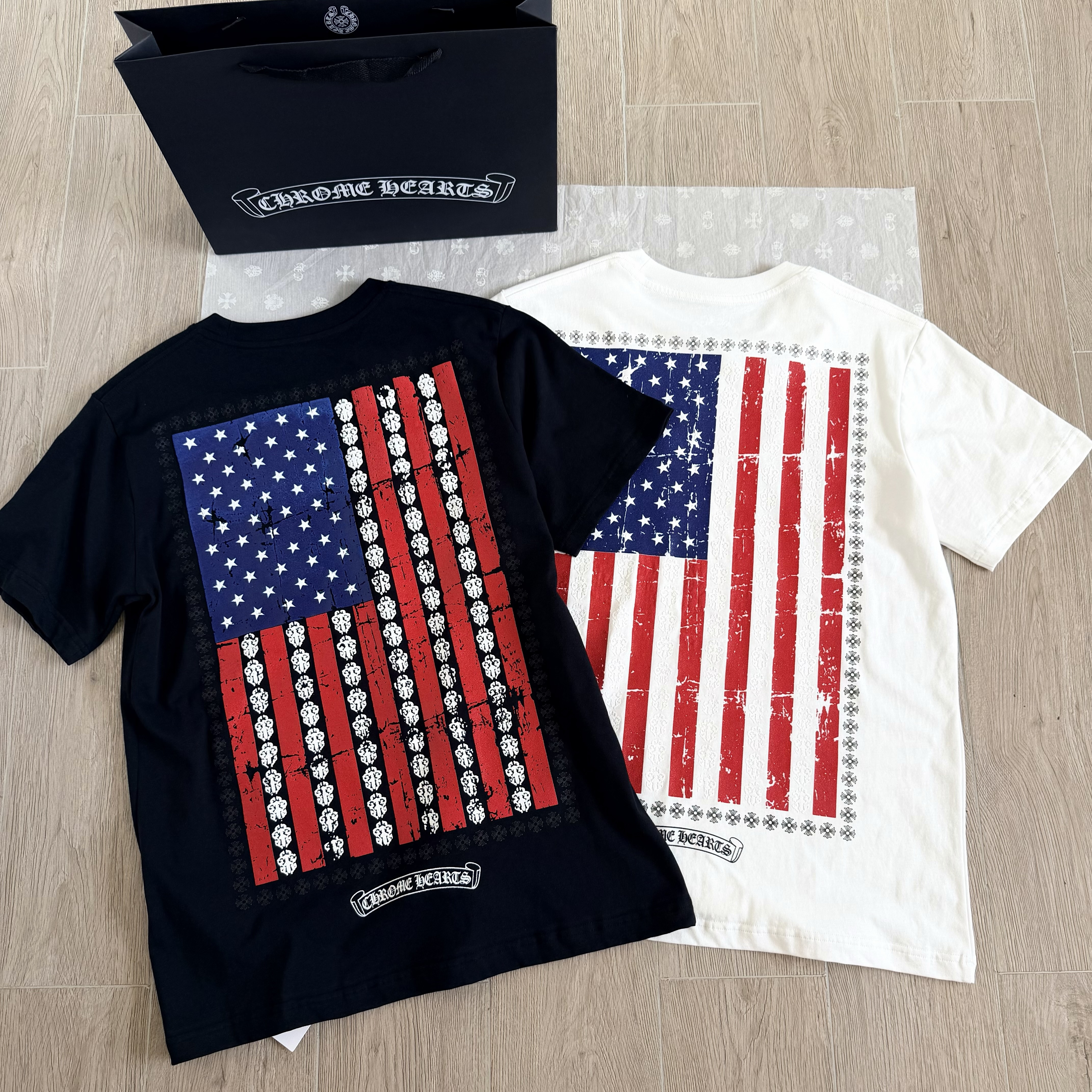 Chrome Hearts American Flag Distressed T-shirt #383399