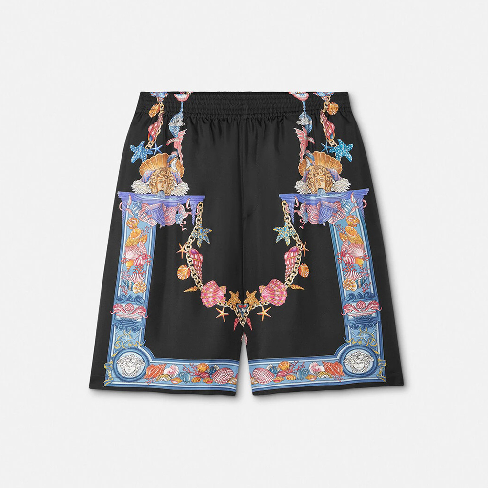 VERSACE Coral Theatre Silk Shorts #382220