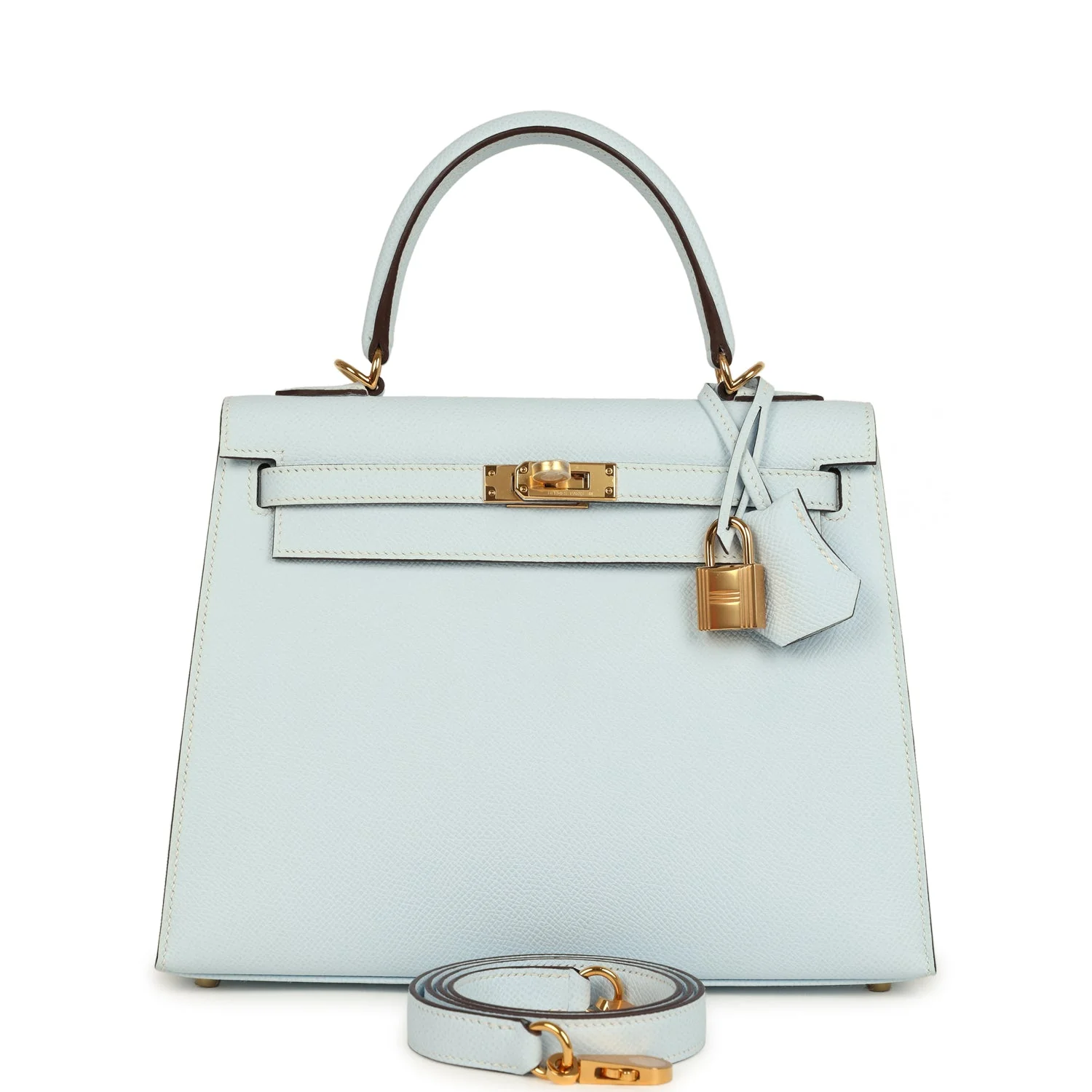 Hermes Kelly Sellier  Bleu Brume Epsom Gold Hardware