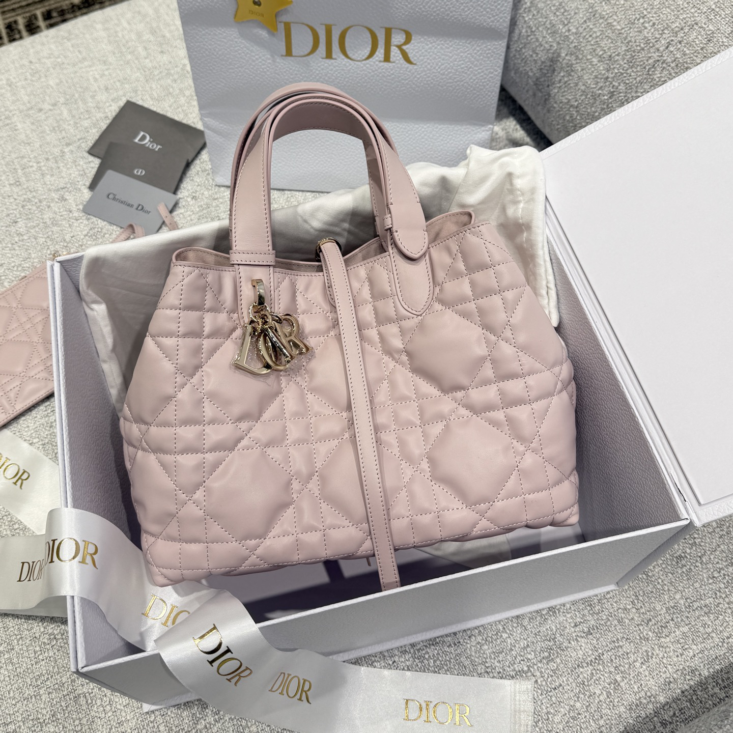 [TOP] Christian Dior Toujours Bag Calfskin Medium 28*21.5*19cm - Pink