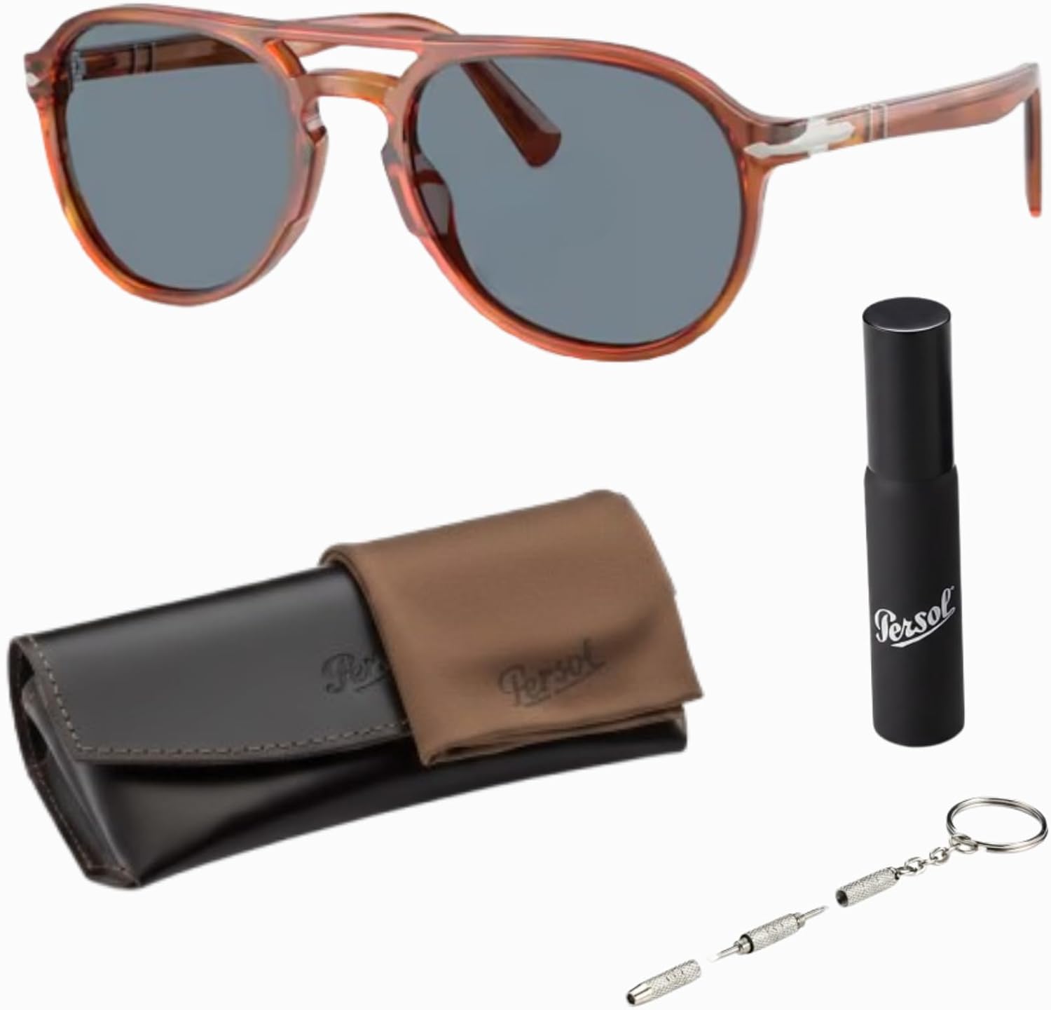 Persol PO3235S Pilot Shape Sunglasses With Official Eyewear Kit