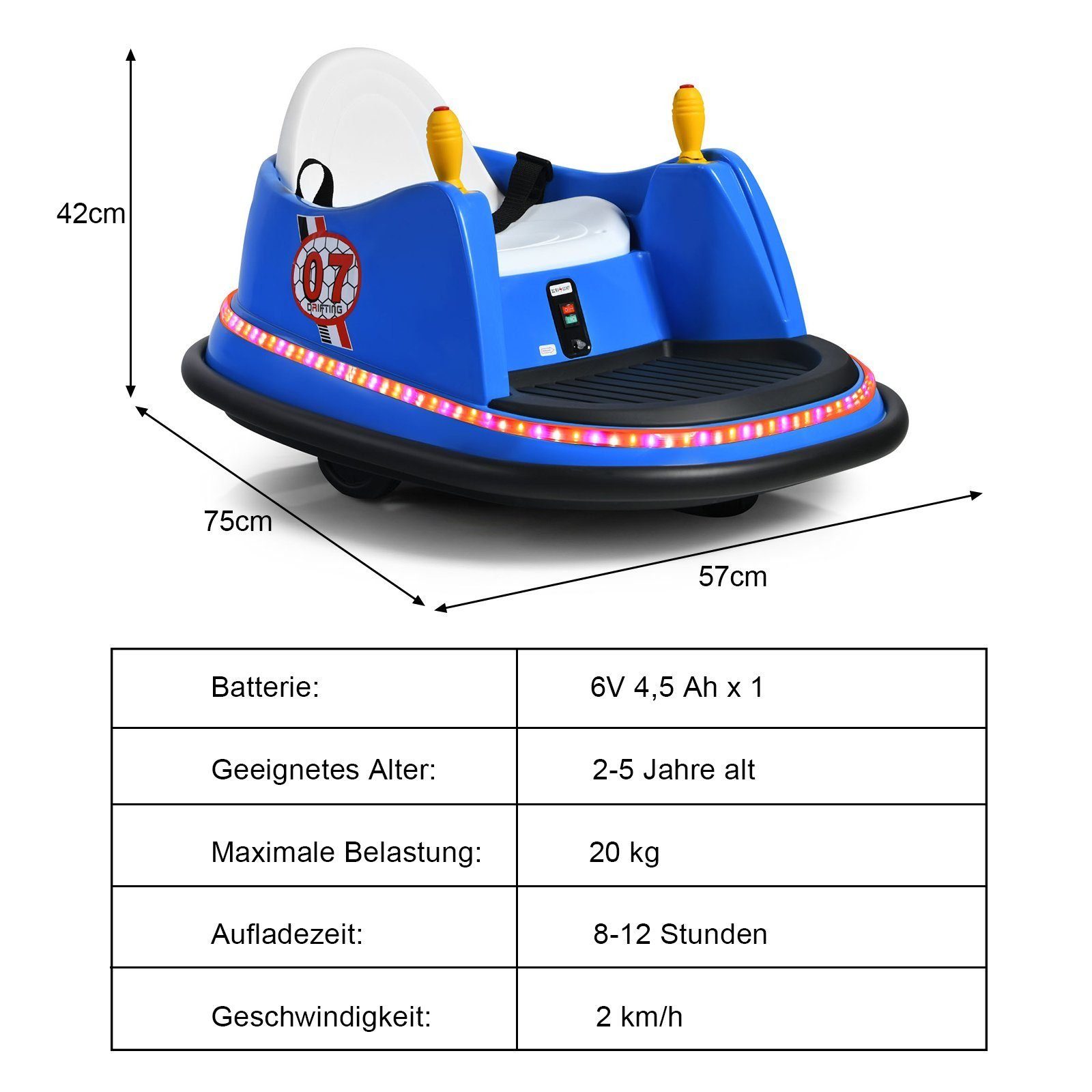 COSTWAY electric children's car 6V bumper car, one key to start