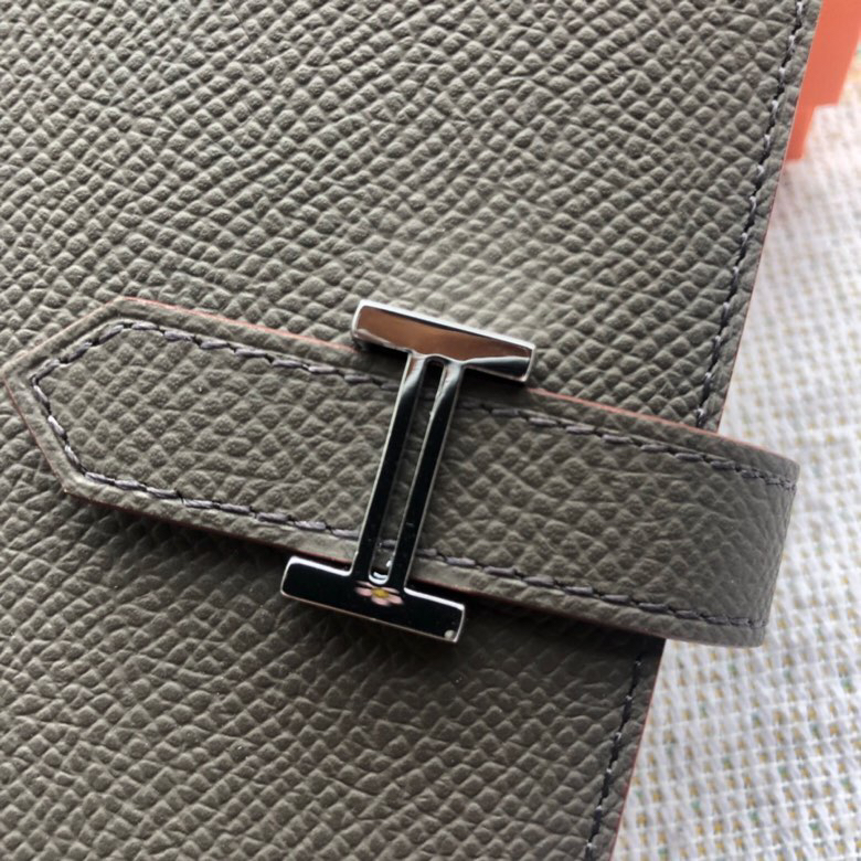 [TOP] HERMES Bearn Short Wallet Epsom 12cmx10cm - Etain - 711 Luxury