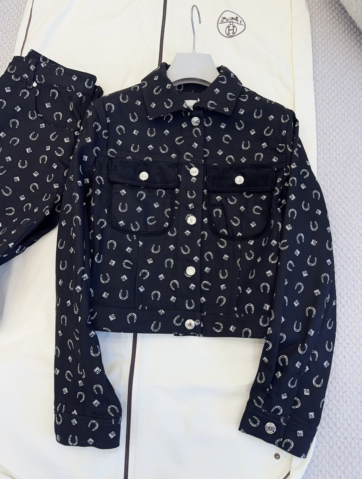 Designer Clothing Hermès Porte-bonheur Bandana Denim Jacket and Straight Leg Pants #395285 View 2 | Nigo Office
