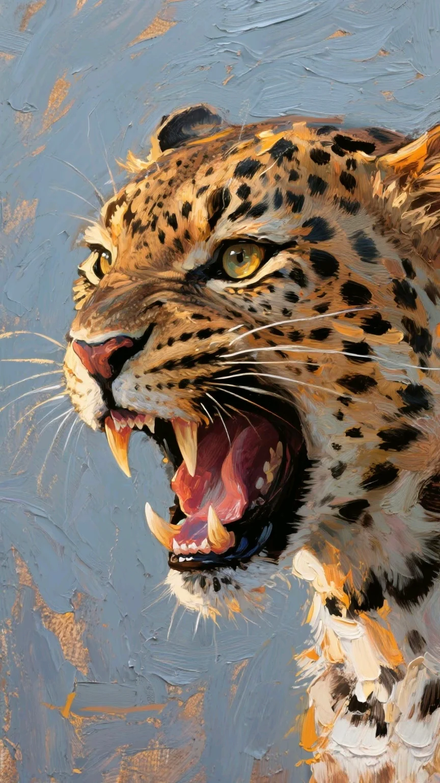 Roaring leopard