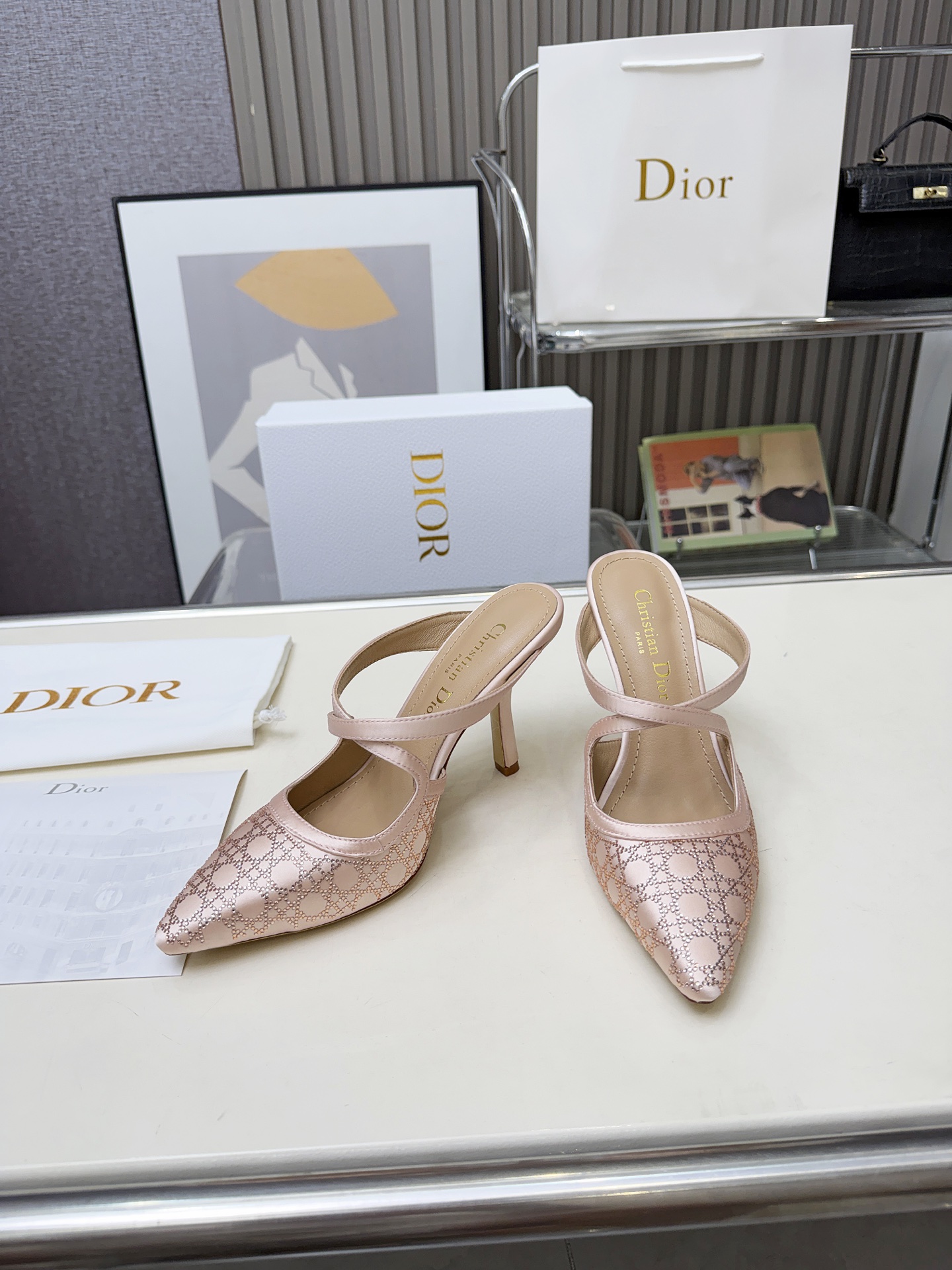 [TOP] Christian Dior High Heels Slippers - Pink - 711 Luxury