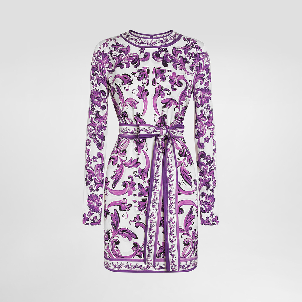 Dolce & Gabbana Clothing Dolce & Gabbana Majolica-print Charmeuse Dress and Silk Trousers #323008 View 2 | Nigo Office
