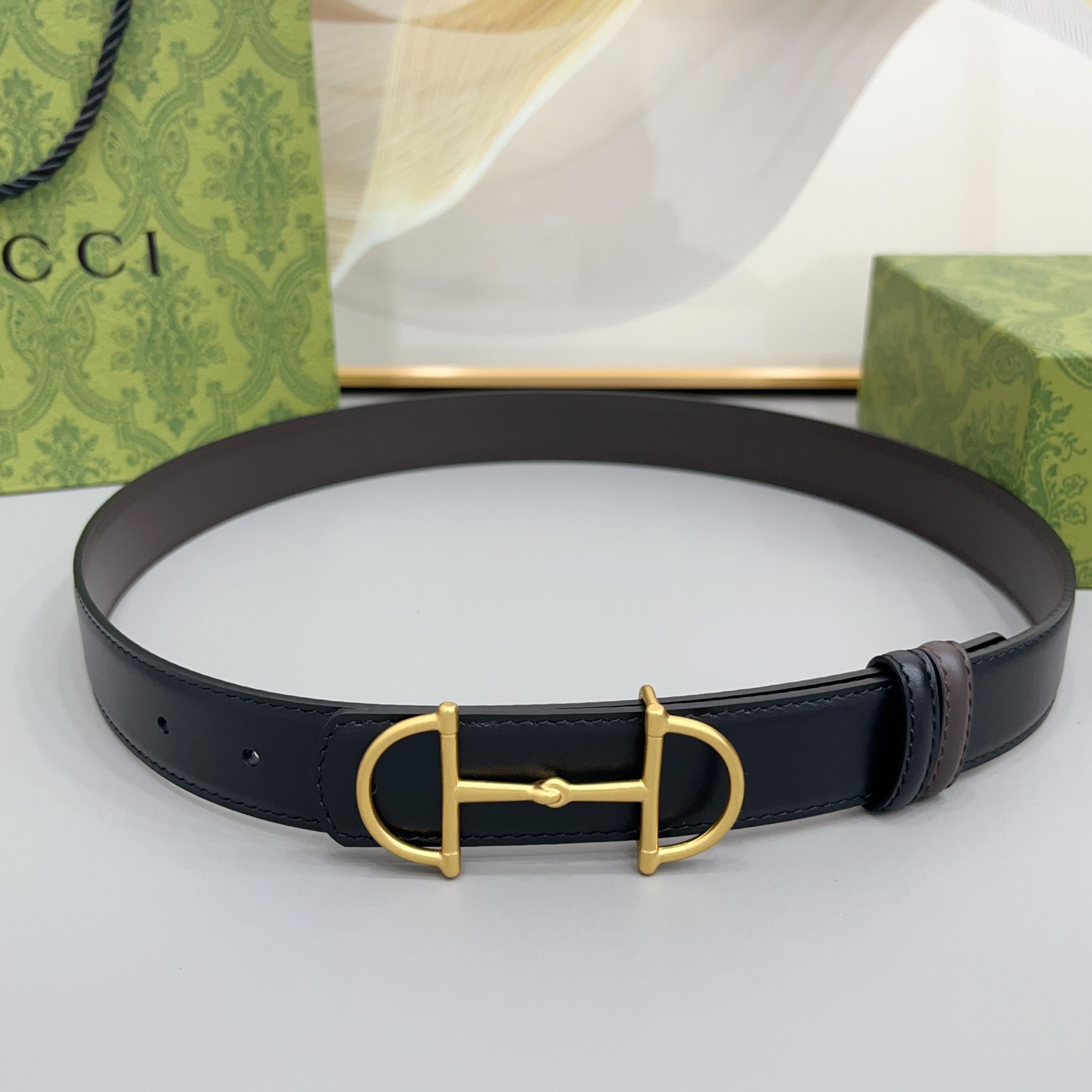[TOP] GUCCI  Belt 3 cm - Black - 711 Luxury