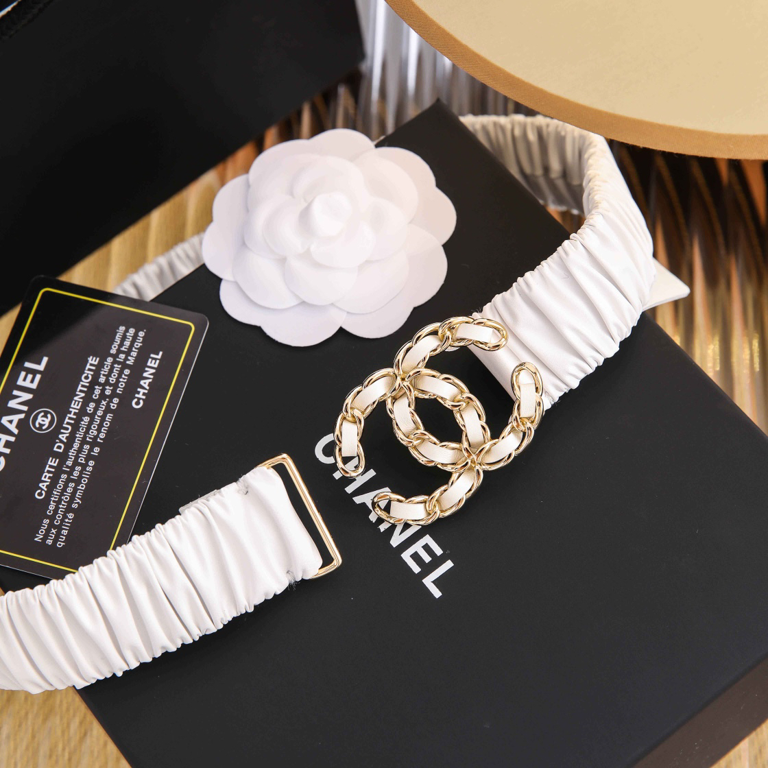[TOP] CHANEL Elasticity Belt 4 Sizes - White - 711 Luxury