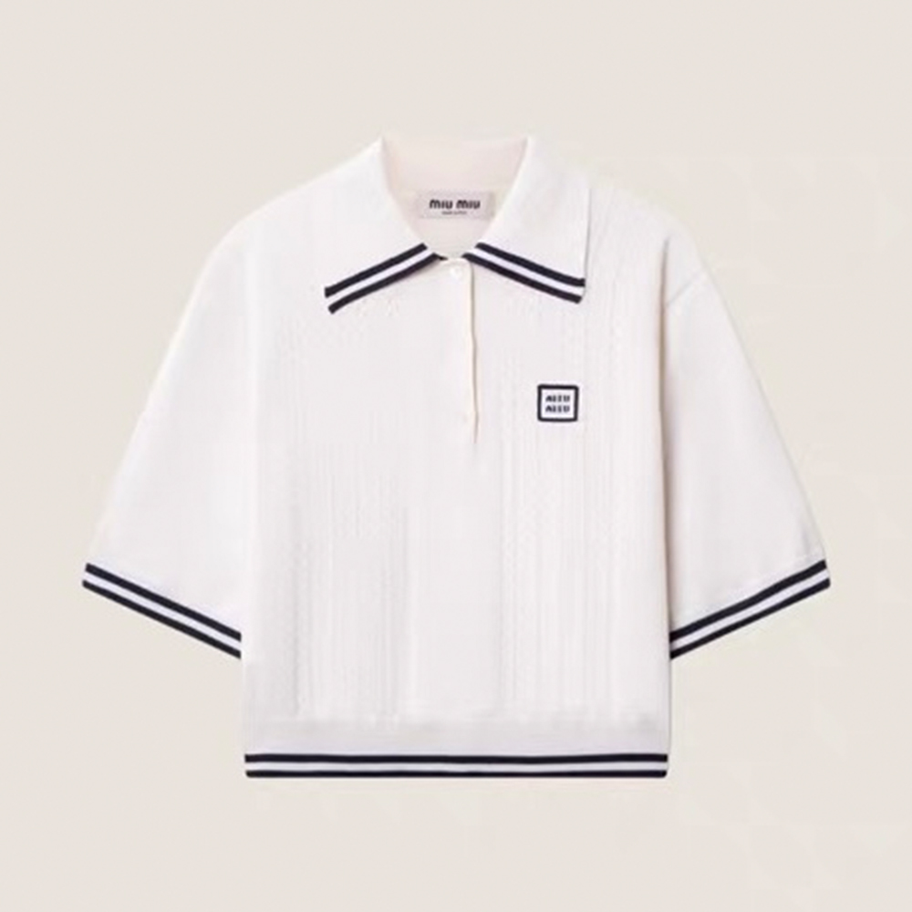 MiuMiu Knitted Lapel Polo T-shirt #334391