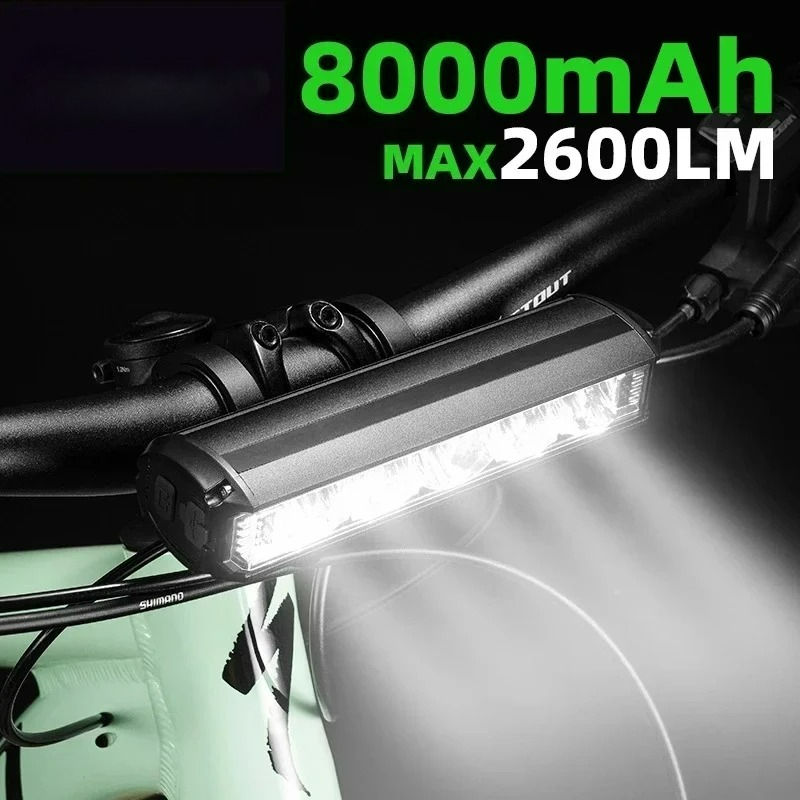 High-Performance Bicycle Flashlight – 8000mAh LED Bike Headlight for Road & Mountain Bicycles