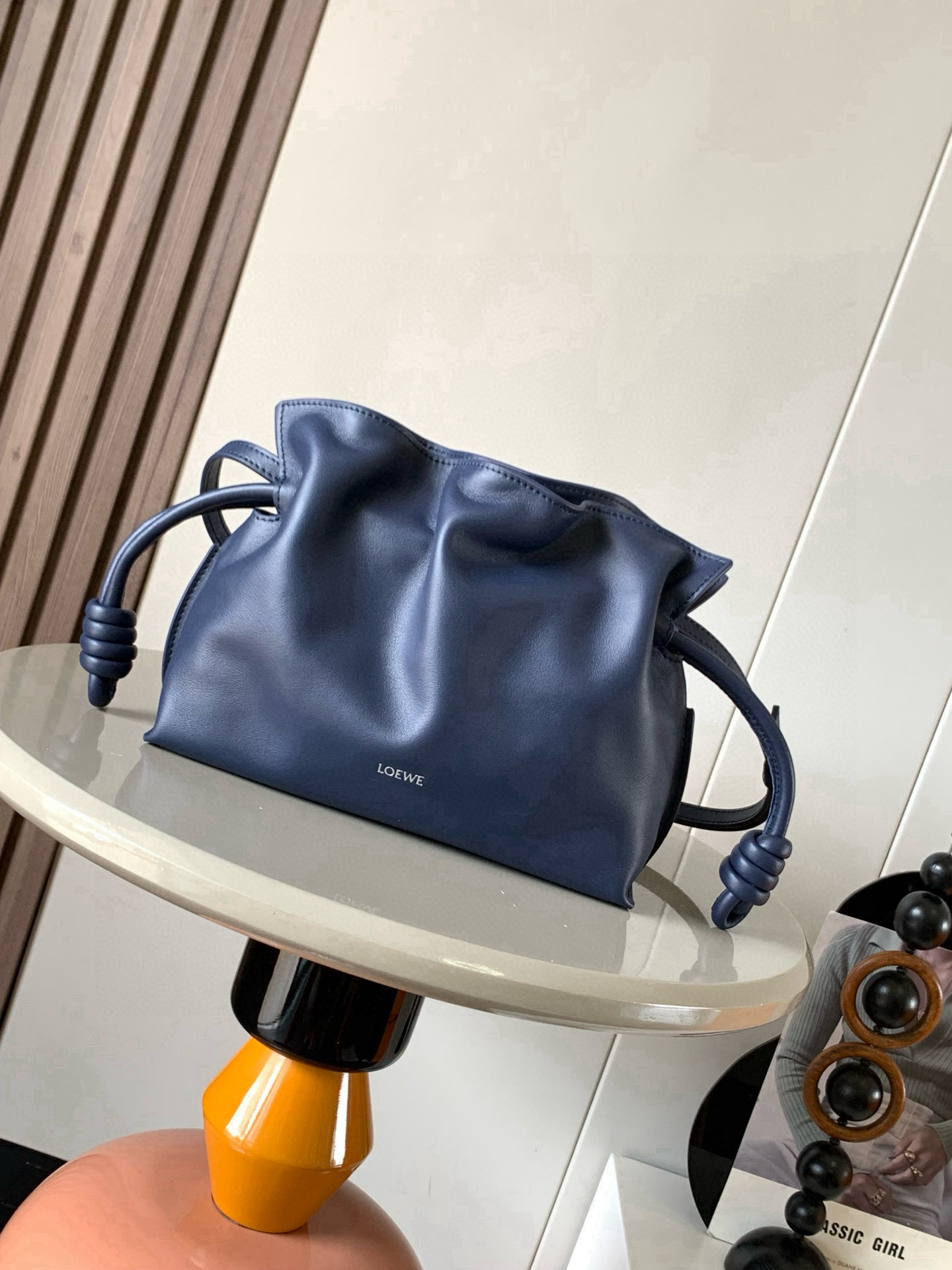[TOP] LOEWE Flamenco Bag Cowhide Leather 23x18x9cm - Navy Blue