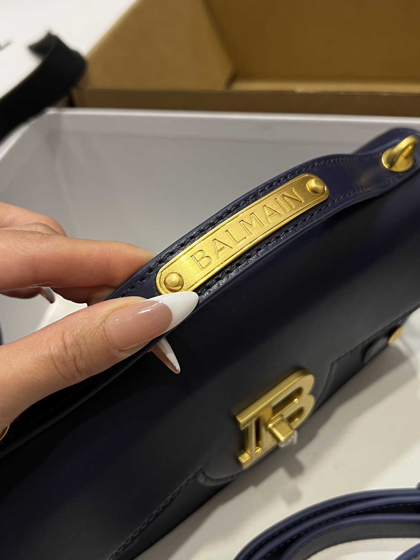 [TOP] BALMAIN Cowhide Bag 23*14*8cm - Dark Blue - 711 Luxury
