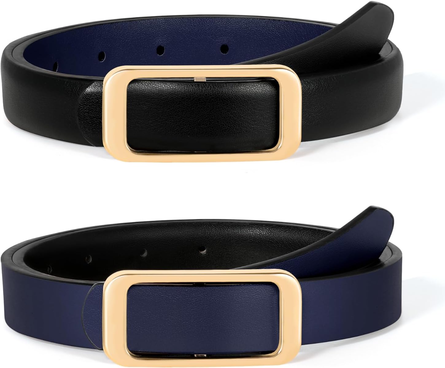 SUOSDEY Women Reversible Leather Belts for Jeans Pants Dresses Ladies Fashion Belts with Gold Buckle,Width 0.9