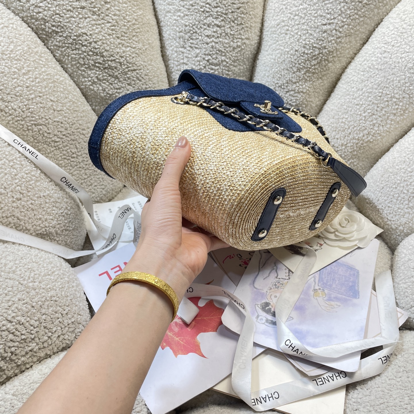 [TOP] CHANEL Straw-Woven Patchwork Shopping Basket Bag 18-41-13cm - 6 Color - 711 Luxury