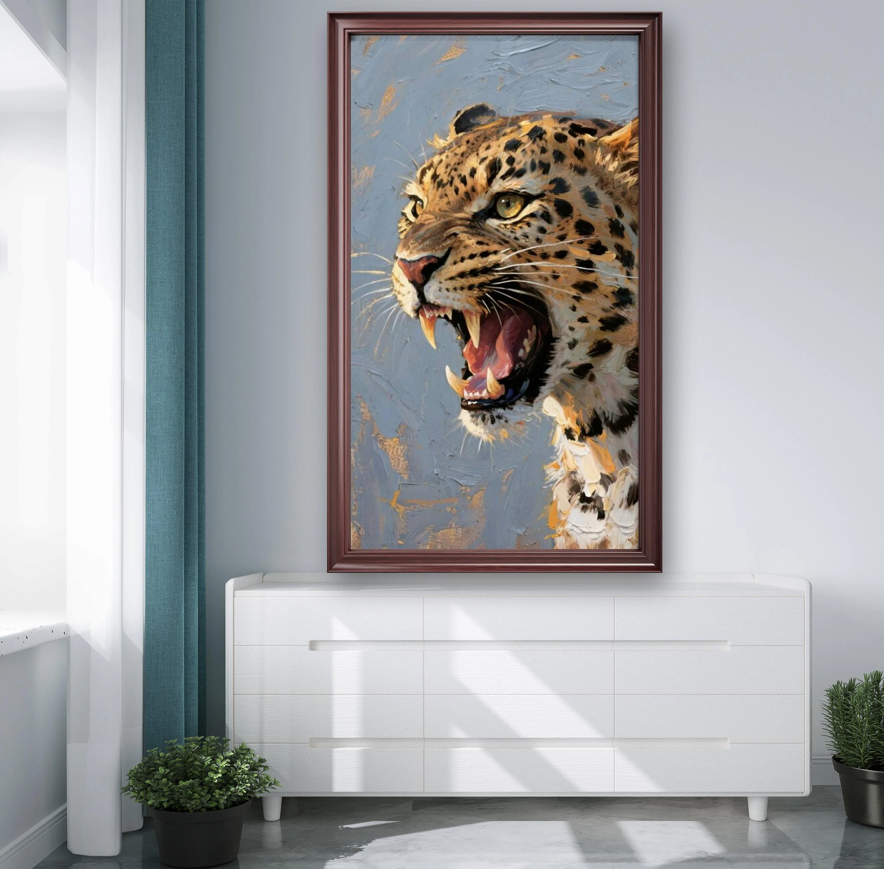 Roaring leopard