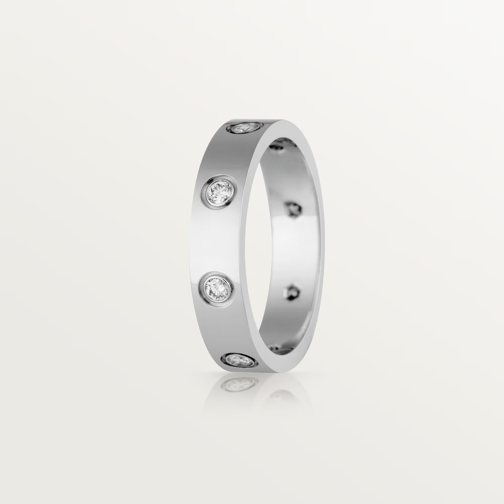 Carty Love Petite Lock Ring, White Gold, 8 Moissanite