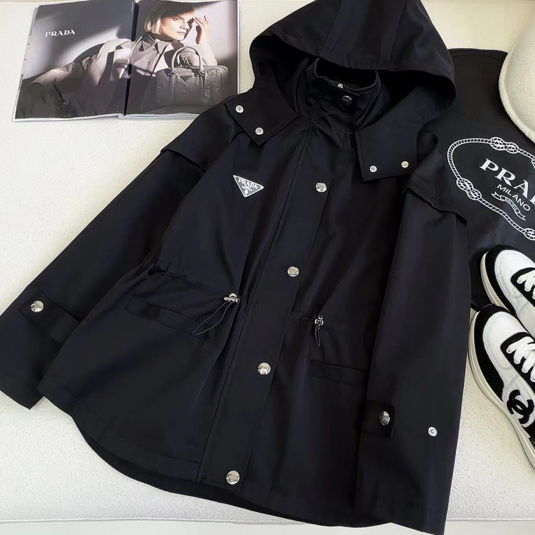 [TOP] PRADA Trench Coat - Black