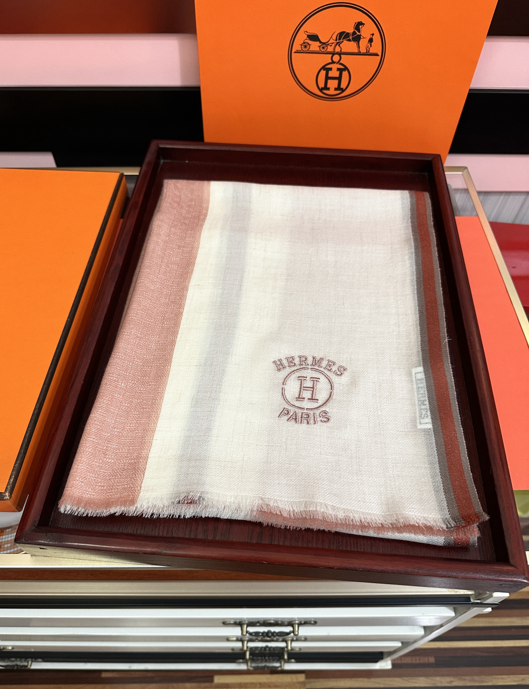 [TOP] HERMES Cashmere Scarf  90x20 cm - Pink - 711 Luxury