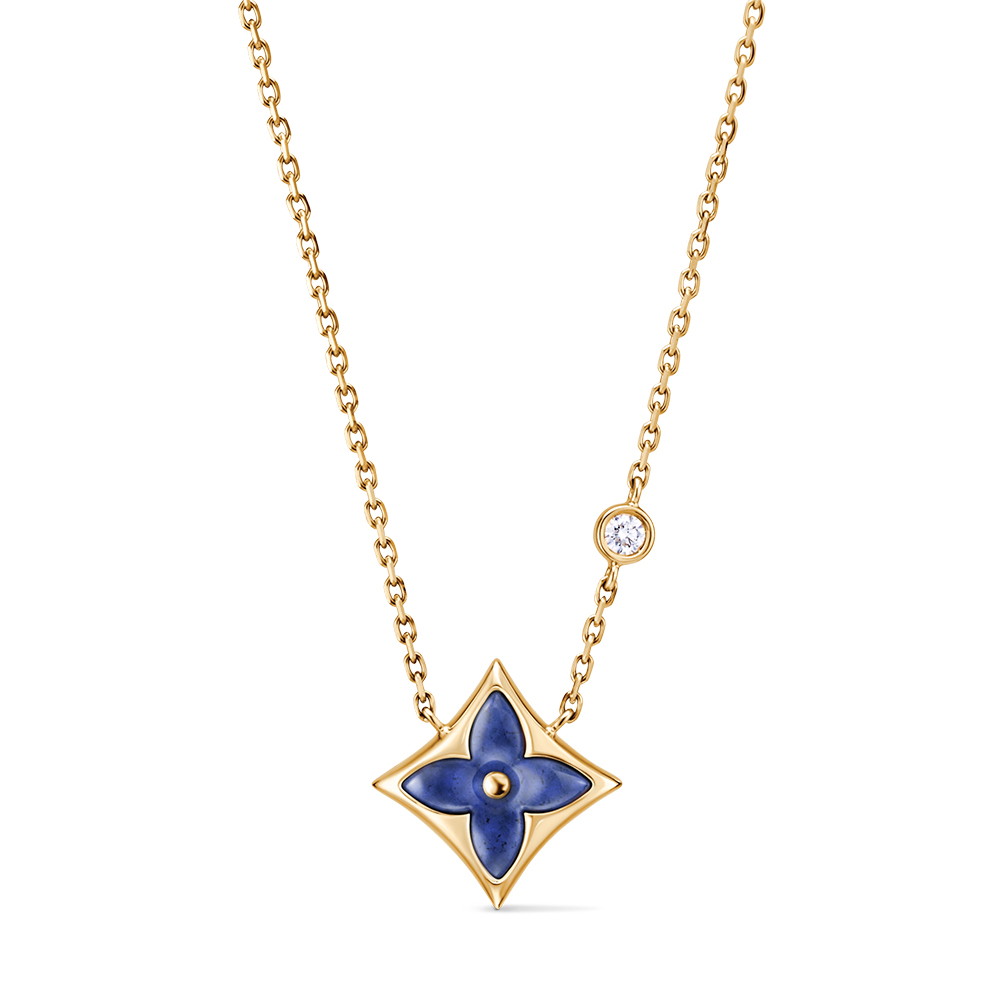 Louis Vuitton yellow Jewelry LOUIS VUITTON Color Blossom BB Star Pendant Yellow Gold Amazonite and Diamond #389010 View 2 | N