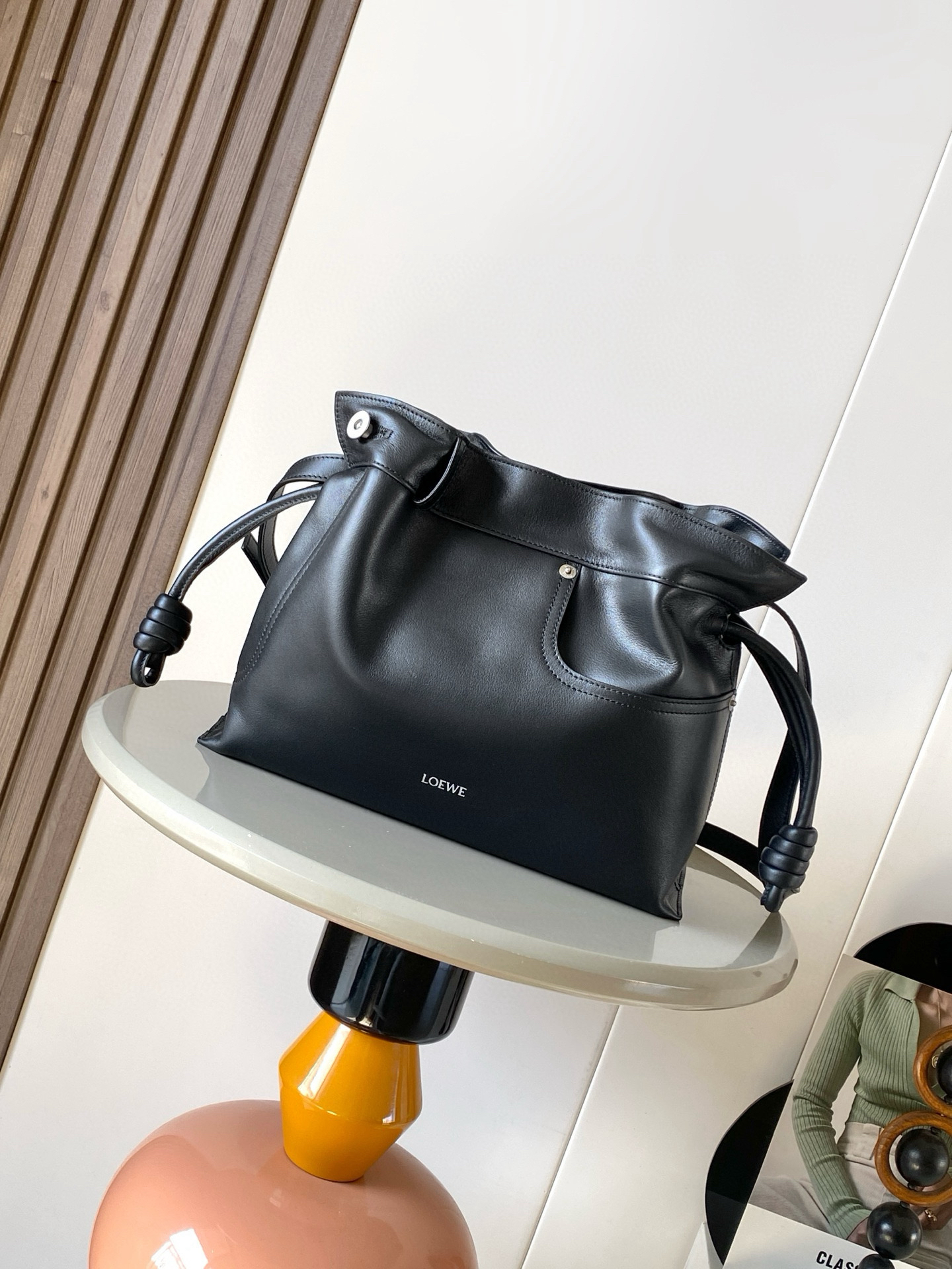 [TOP] LOEWE Flamenco Bag Cowhide Leather 30x24.5x10.5cm - Black - 711 Luxury
