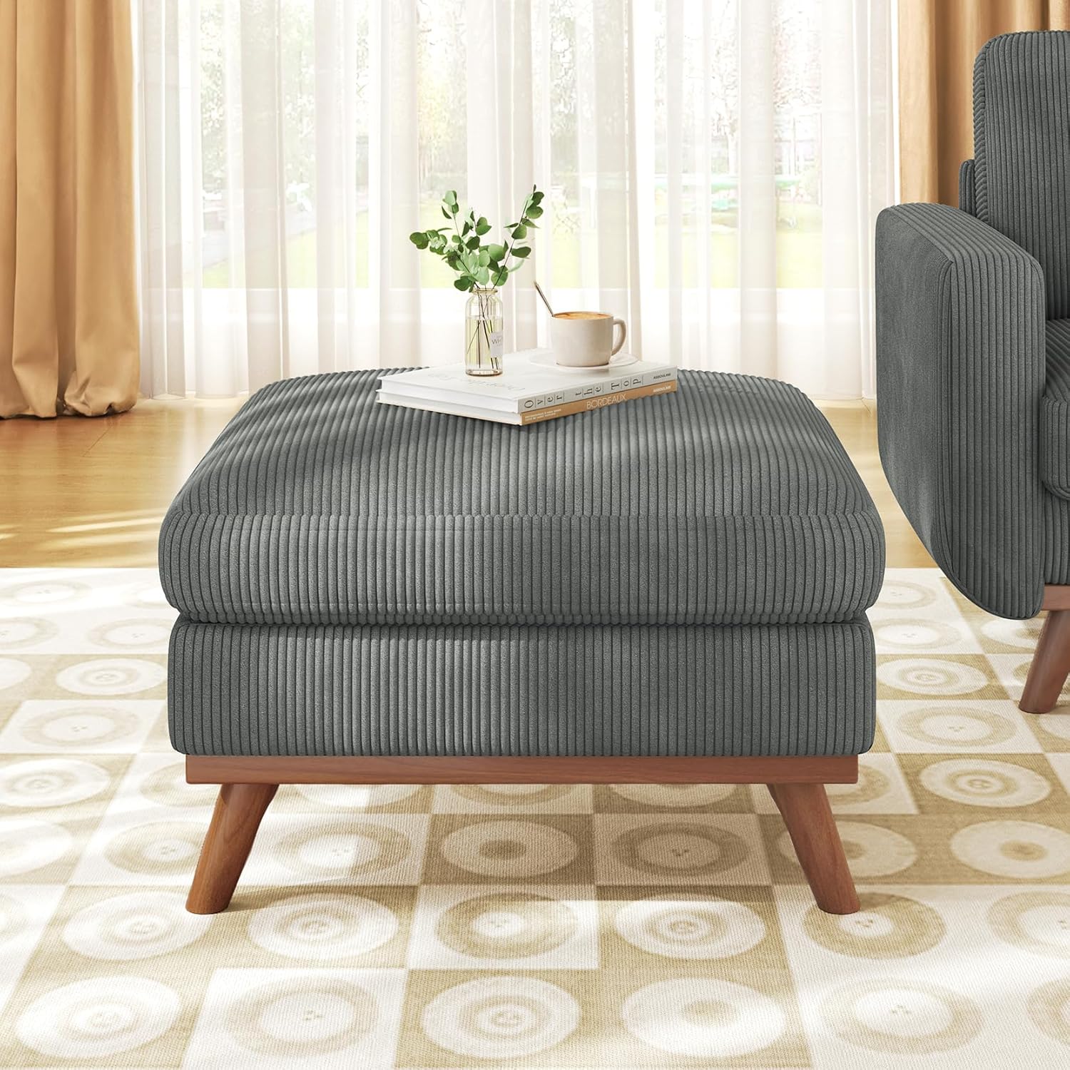 Vesgantti 172cm Loveseat Sofa Green, Comfy Corduroy Couch with Spring Cushion, 2 Seater Sofa with Solid Wood, Sofa Couch with Deep Seat, Sofa for Bedroom, Loveseat for Living Room, Green Office Couch