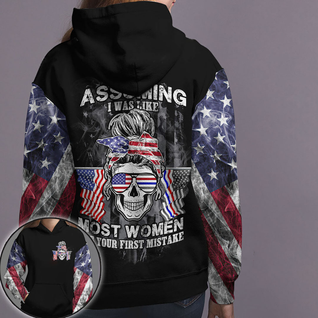 Casual Versatile Contrast Skull Print Hoodie