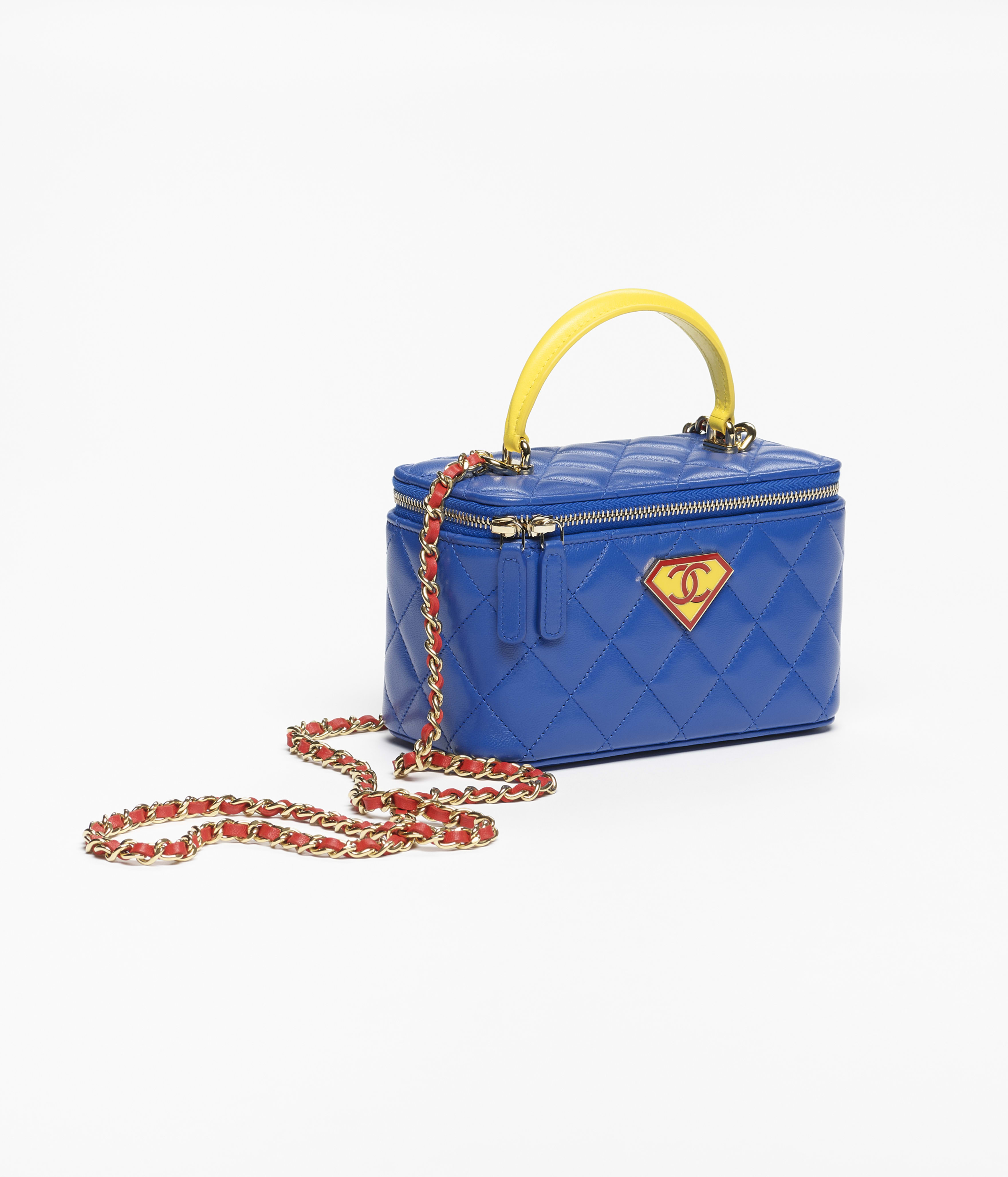 Chanel red Accessory CHANEL Long Vanity with chain Lambskin, Enamel & Gold-Tone Metal Blue Yellow Red View 2 | Nigo Office