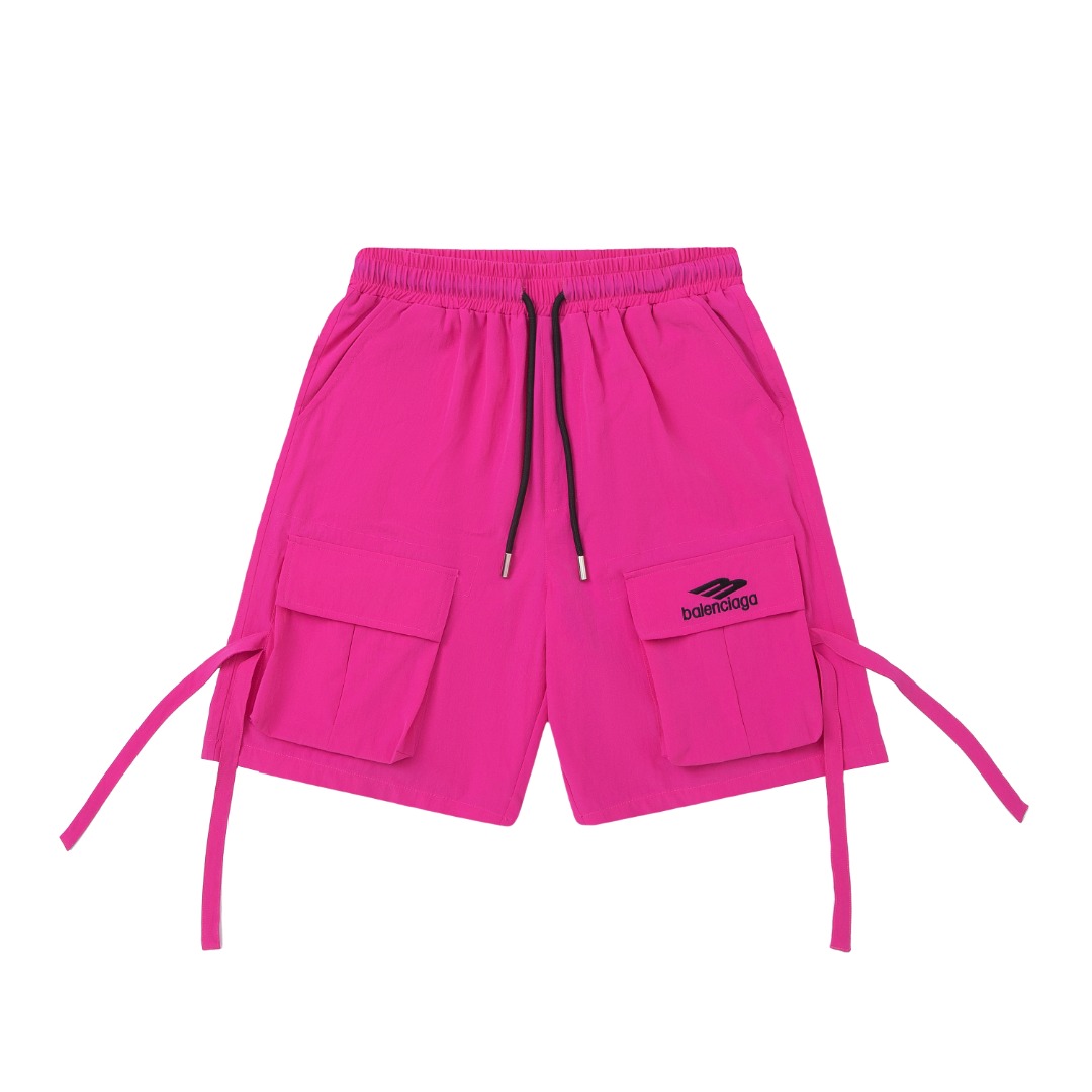 Balenciaga Unisex Kids Ribbon Drawstring Cargo Shorts Embroidery Logo Casual Shorts Boys Girls Sizes 100-165