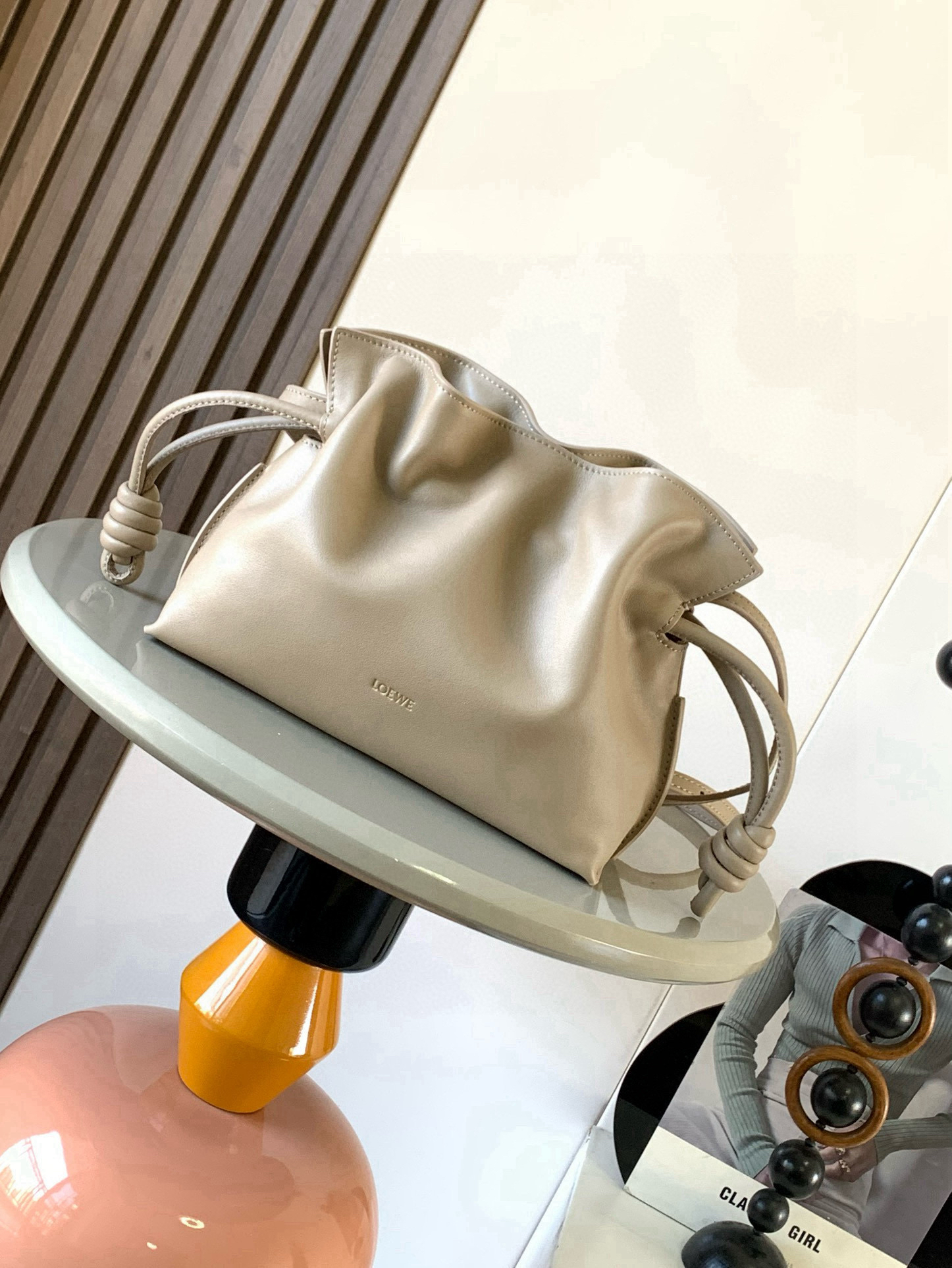 [TOP] LOEWE Flamenco Bag Cowhide Leather 23x18x9cm - Light Khaki