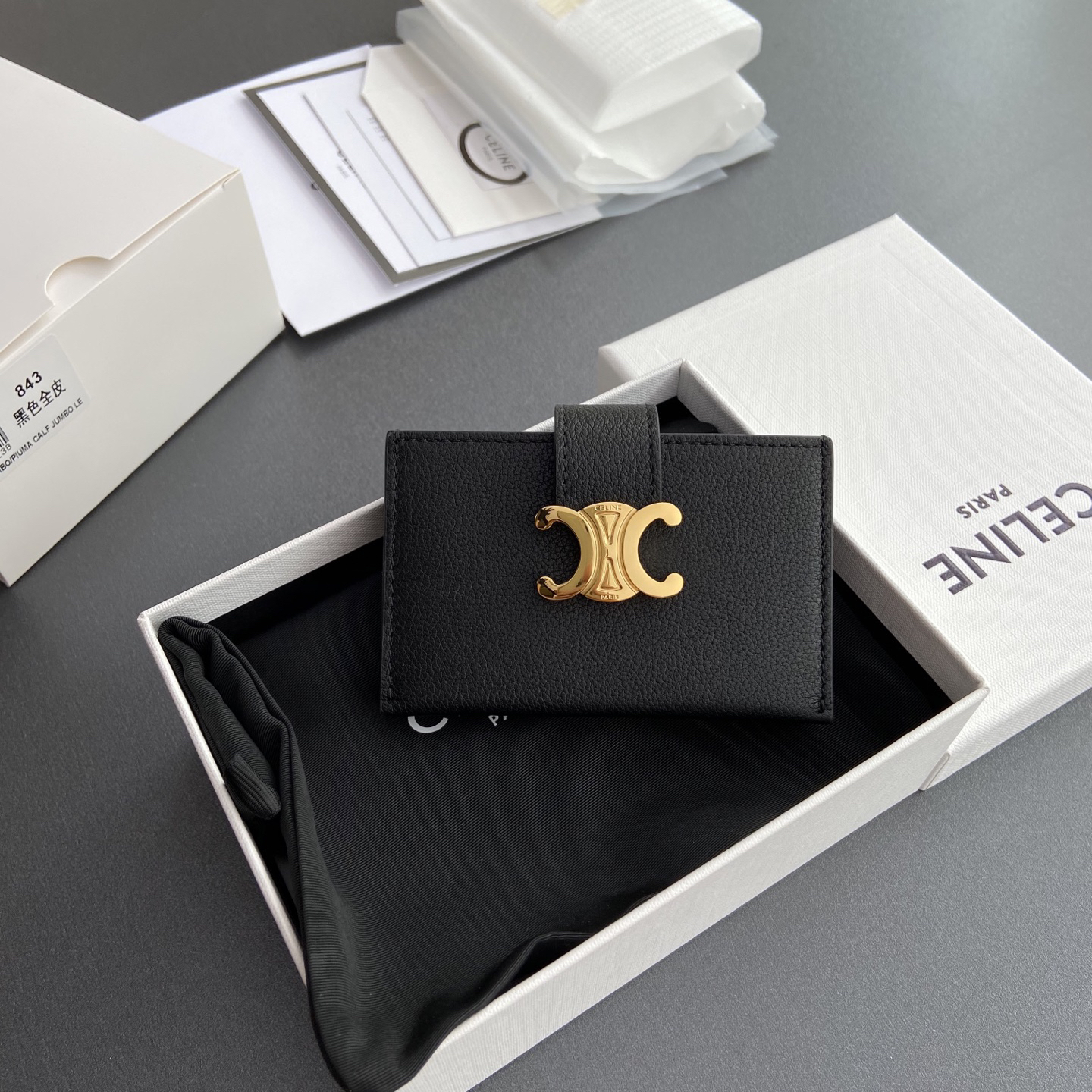 [TOP] CELINE ACCORDEON Card Bag 11×7×2.5cm - Black - 711 Luxury