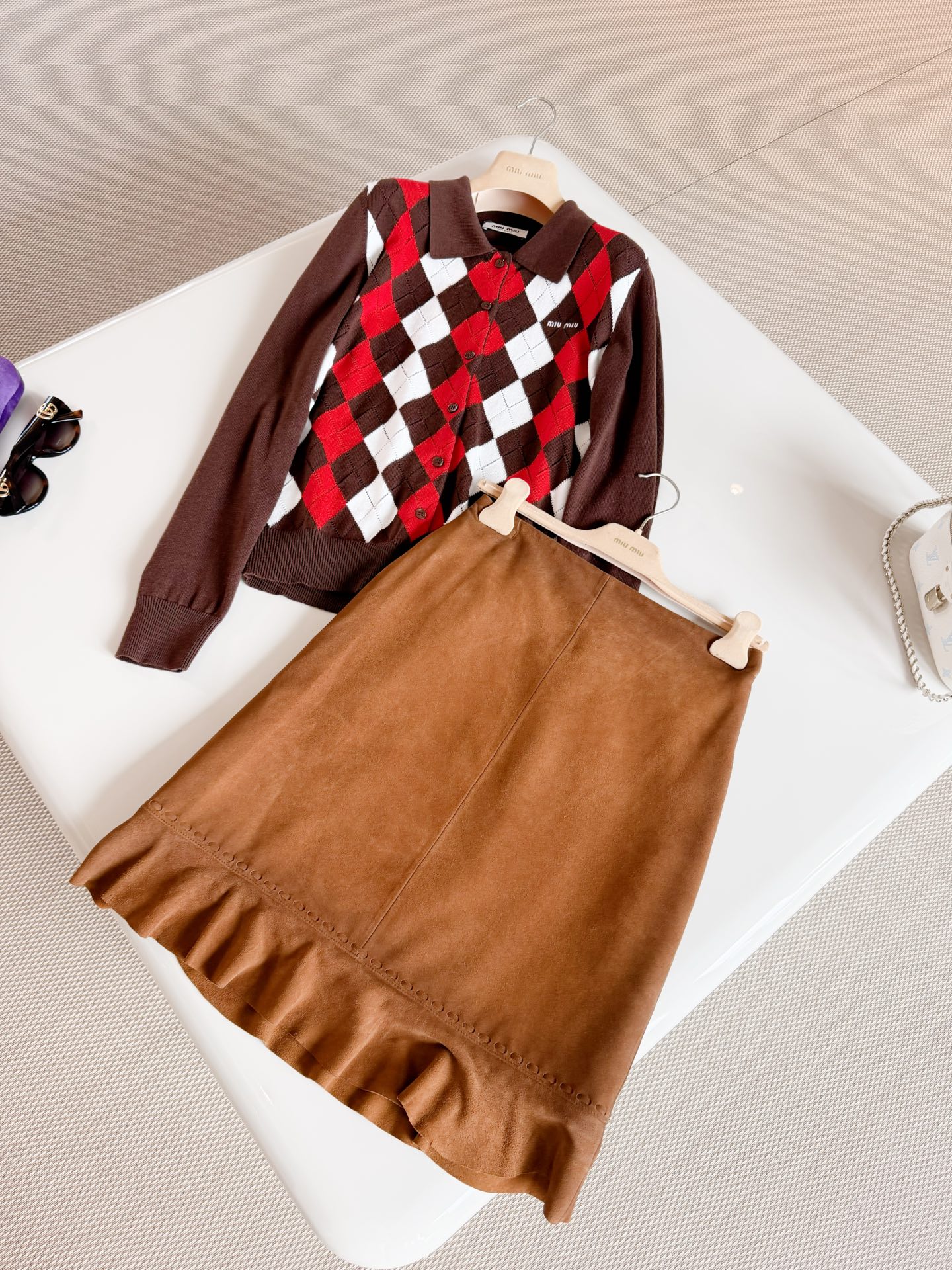 Designer brown Clothing MiuMiu Dark Brown Cashmere Cardigan #393267 View 2 | Nigo Office
