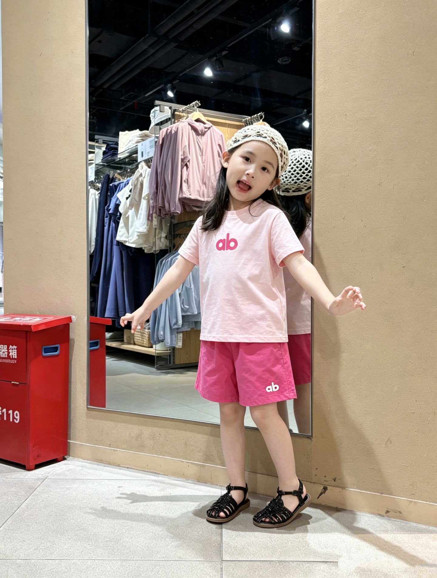 Alo Kids 2Pcs Solid Big Logo Cotton Tee & Quick Dry Casual Shorts Matching Set For Boys Girls Multi Colors Sizes 120-170