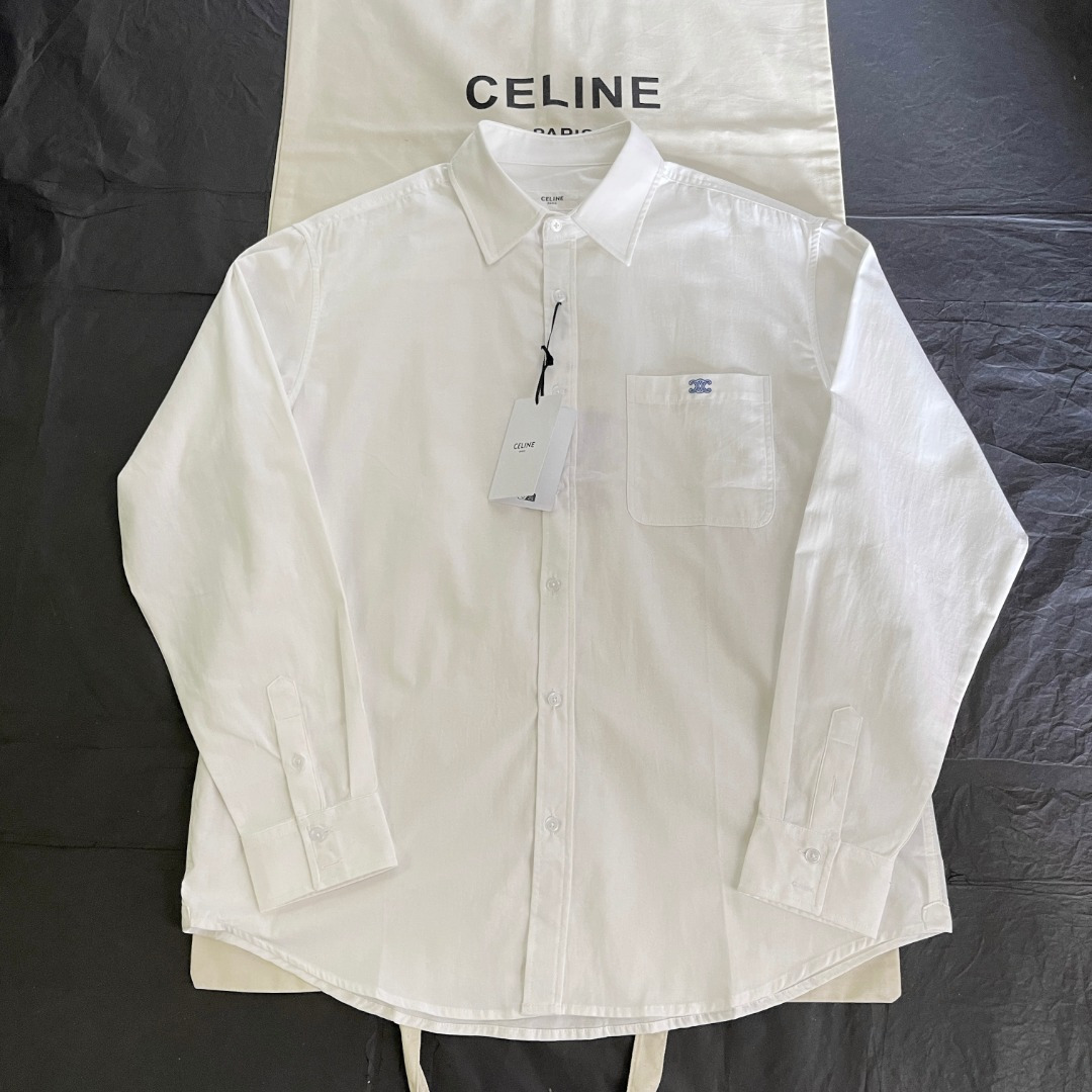 CELINE OVERSHIRT IN COTTON DENIM RINSED WHITE #389169