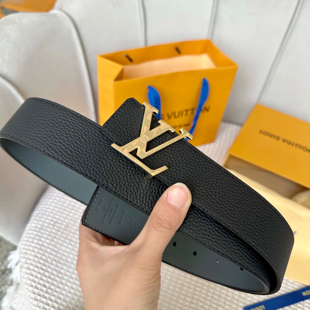 [TOP] Louis Vuitton LV Damier Belt Cowhide 4cm - Black - 711 Luxury