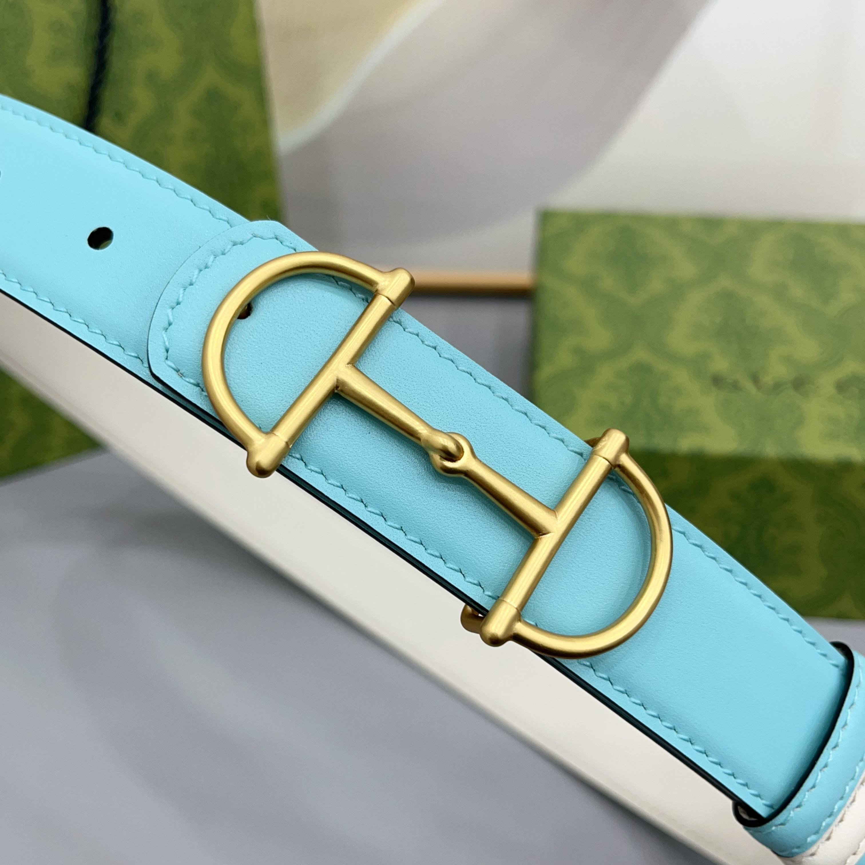 [TOP] GUCCI  Belt 3 cm - Blue - 711 Luxury