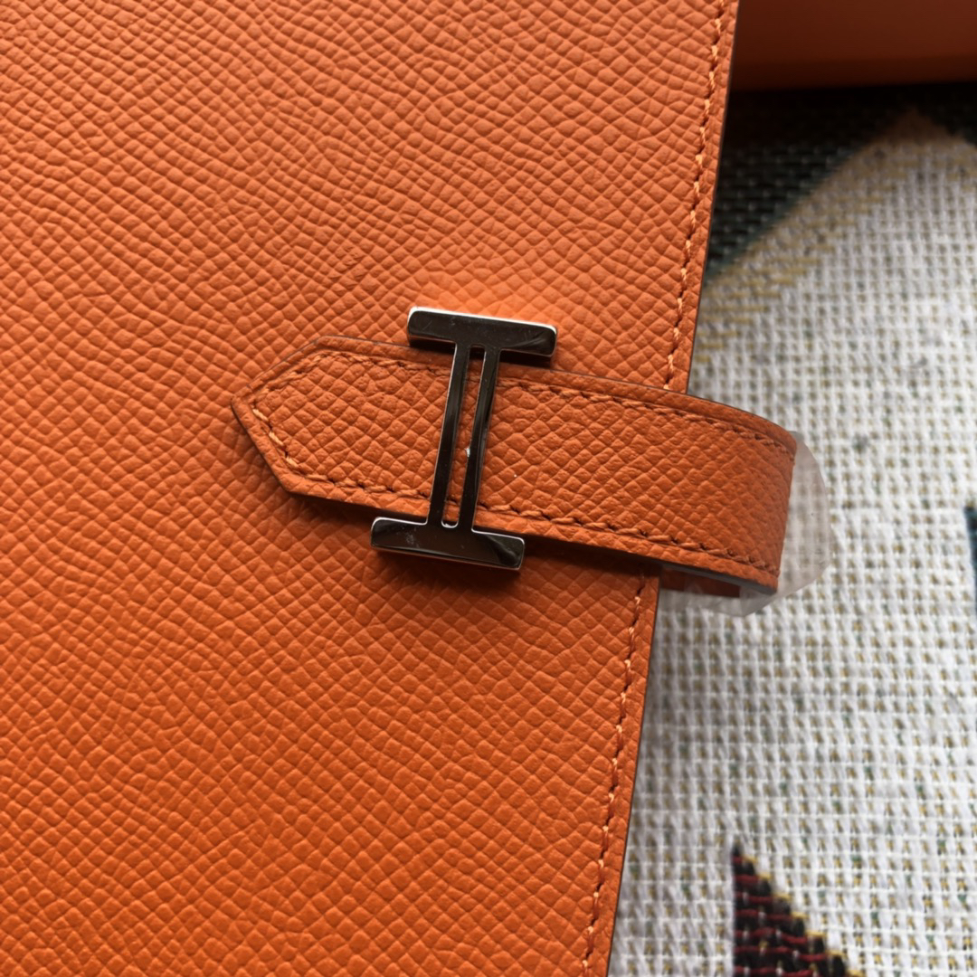[TOP] HERMES Bearn Wallet Epsom Leather 17.5*9.5cm - Orange