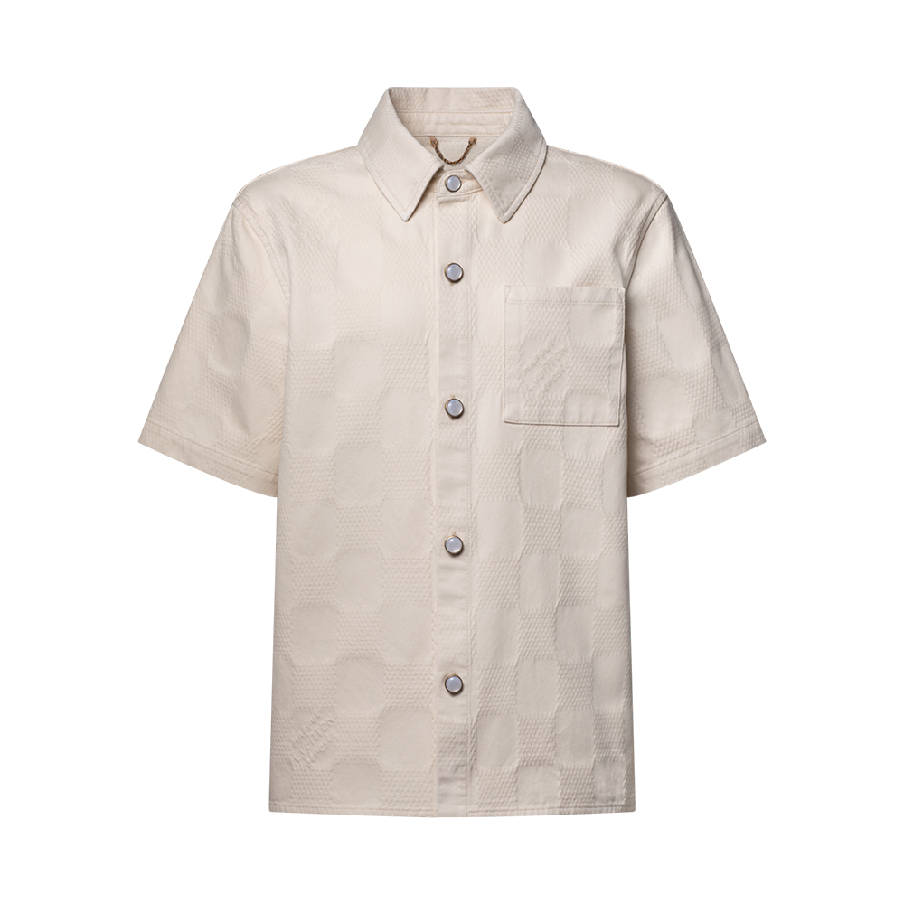 LOUIS VUITTON Damier 3D Light Denim Short-Sleeved Shirt and Shorts #387212