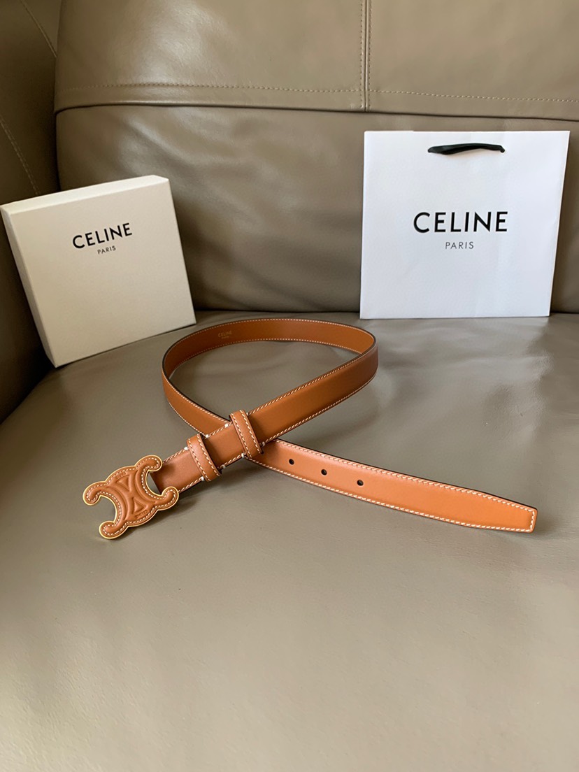 [TOP] CELINE Belt Calfskin 2.5cm - Brown - 711 Luxury