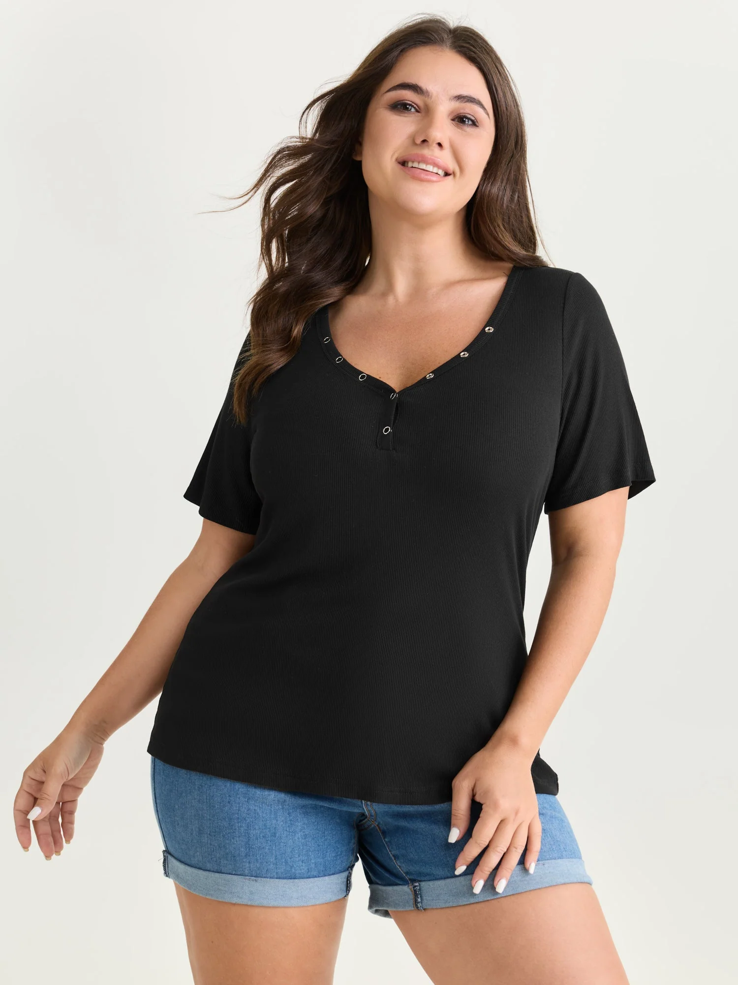 Supersoft Metal Studs Neckline T-Shirt