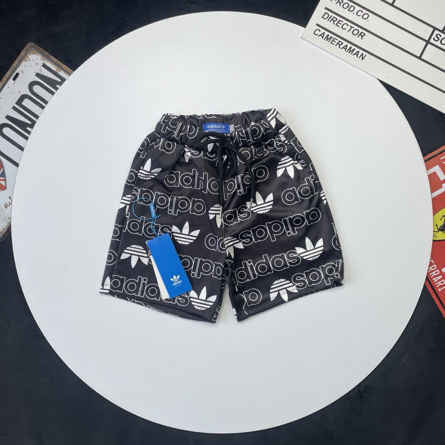 Adidas Kids All Over Trefoil Logo Print Lightweight Casual Shorts For Boys Girls Full Original Tags Sizes 100-150